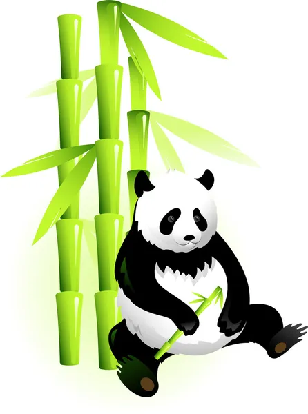 Bambú y panda — Vector de stock