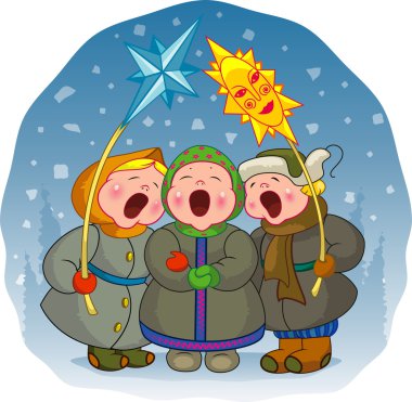 Children sing a Christmas song clipart
