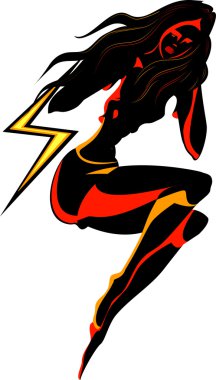 Woman and lightning clipart