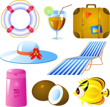 Vacation icon set clipart