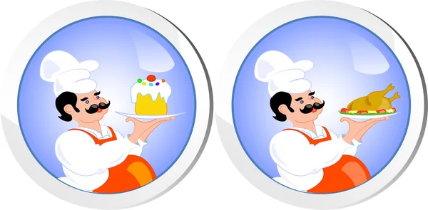 Két szakács ikonok — Stock Vector
