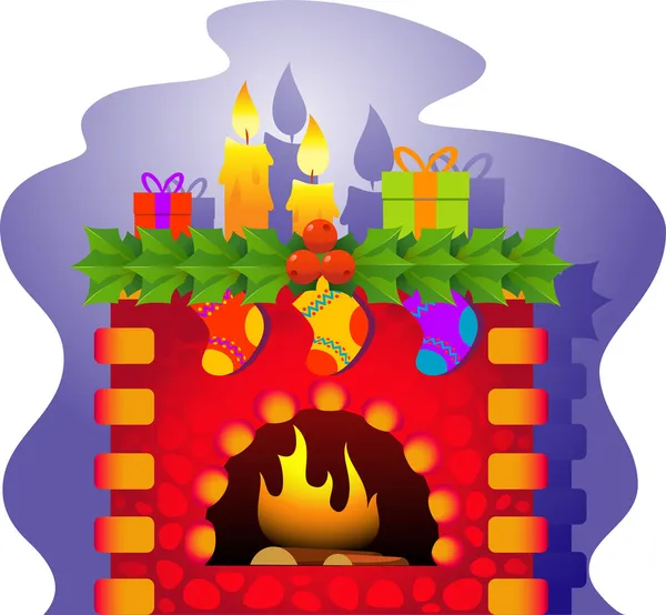 ベクトルのクリスマス暖炉 — ストックベクタ