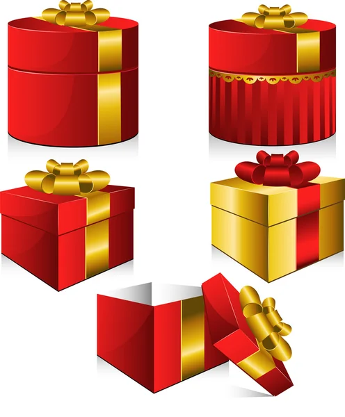 Набір з п'яти векторних подарункових коробок — стоковий вектор