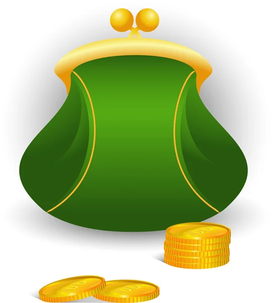 Purse and coins — Stock Vector