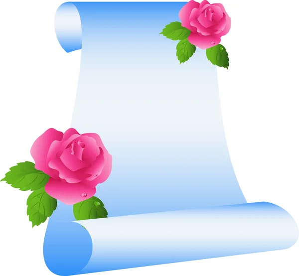 Pergamena con rose — Vettoriale Stock