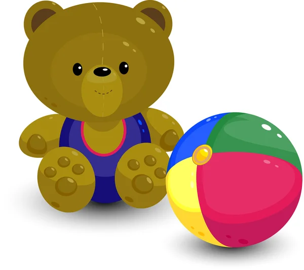 Αρκουδάκι με μπάλα — Διανυσματικό Αρχείο