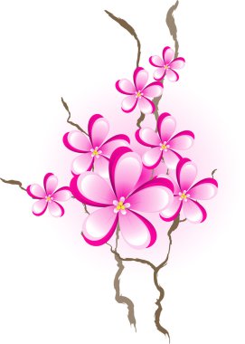 Branch with pink flowers clipart