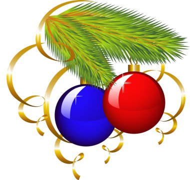 The branch of a Christmas tree with pape clipart