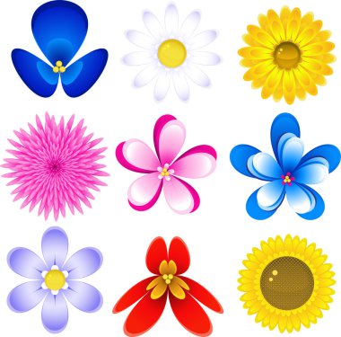 Flowers icon set clipart