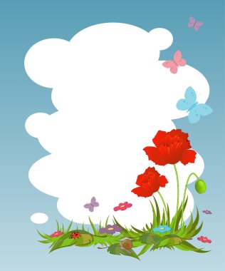 Background for your text with red poppie clipart