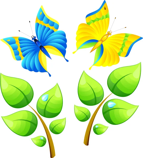 Rama y mariposa — Archivo Imágenes Vectoriales