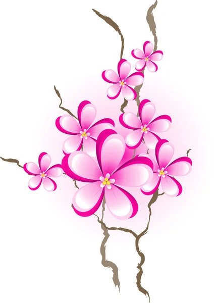 Gałąź z różowymi kwiatami — Wektor stockowy