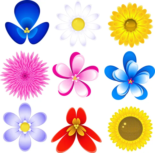 Conjunto de ícone flores — Vetor de Stock