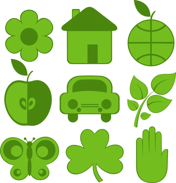 Conjunto de nove ícones de ecologia —  Vetores de Stock