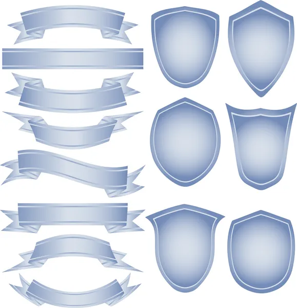 Conjunto de cintas y escudos — Vector de stock