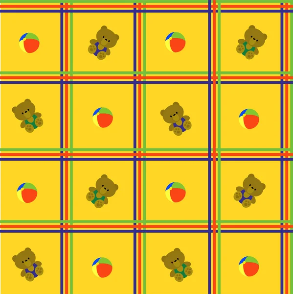 Κίτρινο, κυτταρική φόντο με παιχνίδια — Διανυσματικό Αρχείο