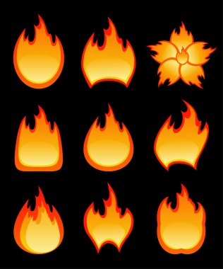 Set of vector fire clipart