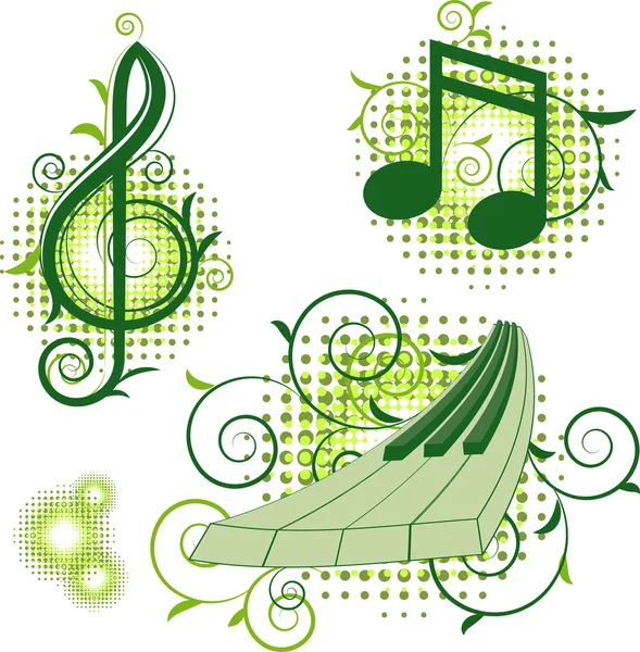 Μουσικά σημεία με floral στοιχεία — Διανυσματικό Αρχείο
