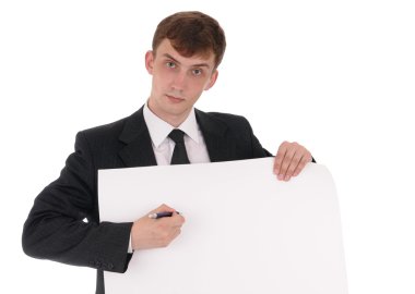 Man with poster clipart