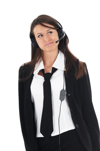 Girl with headset — Stock Photo, Image