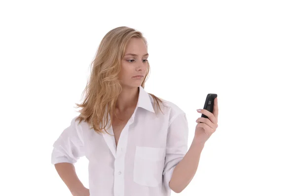 Девушка с мобильным телефоном Стоковая Картинка