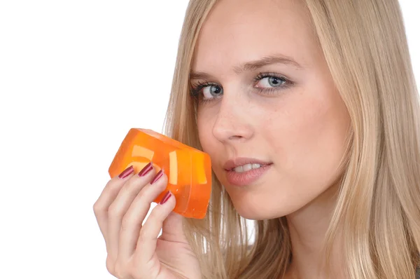 Girl with soap — Stock Photo, Image