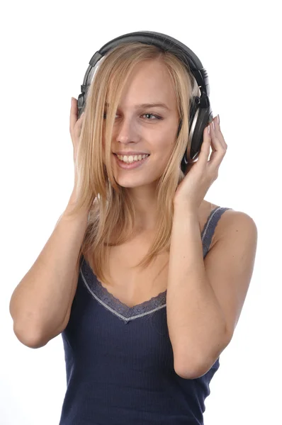 Mädchen mit Kopfhörern lizenzfreie Stockbilder