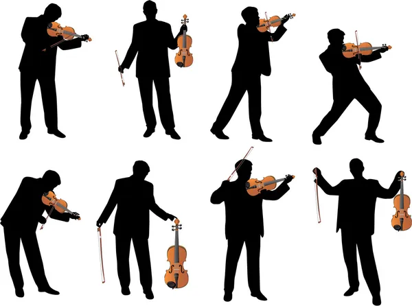Violin player vector silhouette — Stock Vector