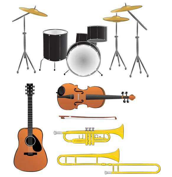 Illustrationen zu Musikinstrumenten — Stockvektor
