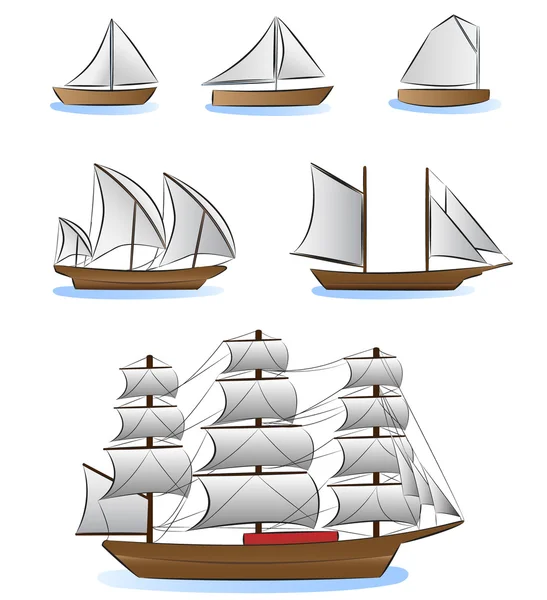 Sailboats and ships illustration — Stock Vector