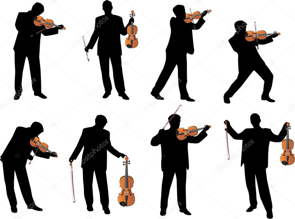 Violin player vector silhouette