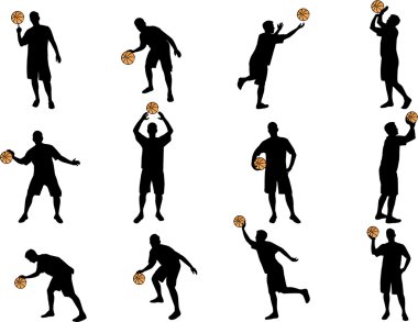 Basketball silhouettes clipart