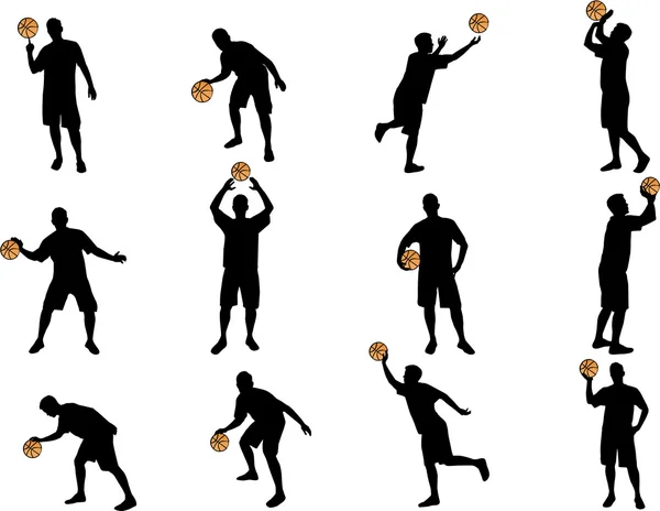 Siluetas de baloncesto — Archivo Imágenes Vectoriales