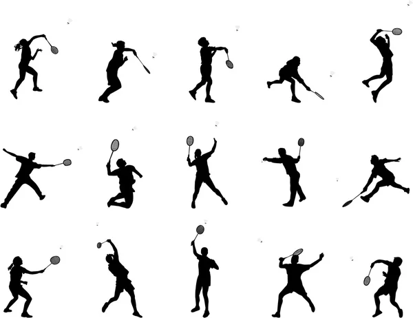 Silhouettes de badminton — Image vectorielle
