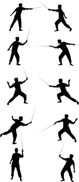 Fencing silhouettes — Stock Vector