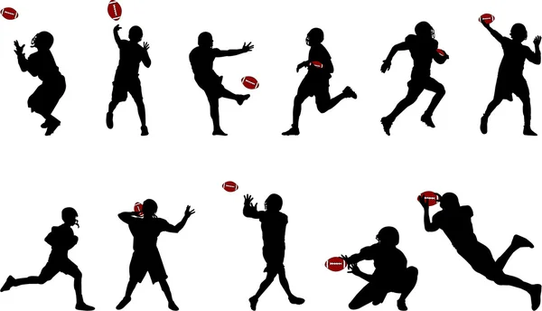 American football silhouettes — Stock Vector