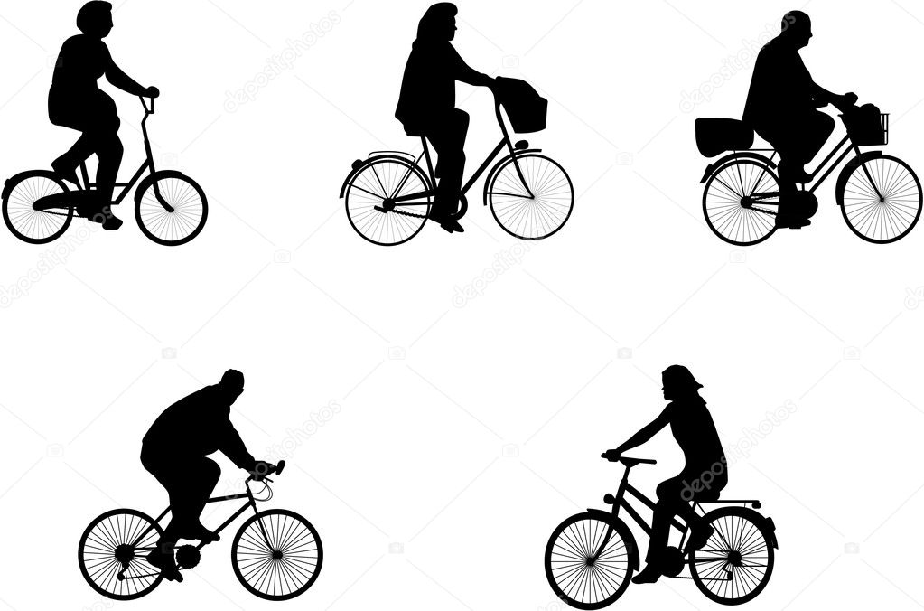 Illustrations of bicycle riders