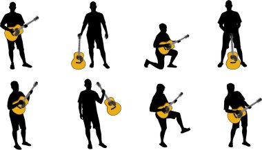 gitar çalar silhouettes