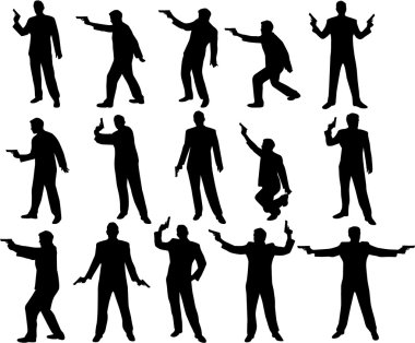 Man with a gun silhouettes clipart