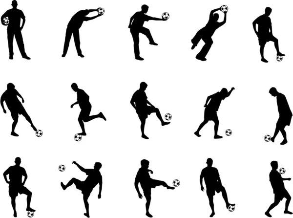 Fotboll silhuetter — Stock vektor