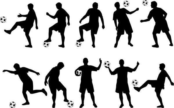 Fotboll silhuetter — Stock vektor