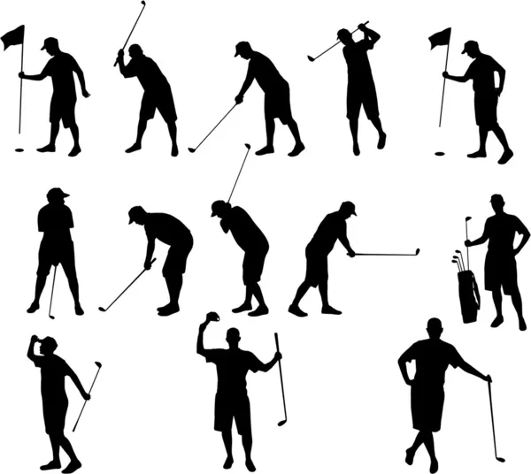 Siluetas de golf — Archivo Imágenes Vectoriales