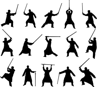 Kendo silhouette with a sword clipart