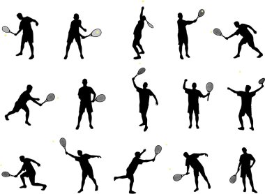 Tennis silhouettes clipart