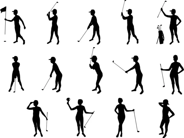 Силуэты для гольфисток — стоковый вектор