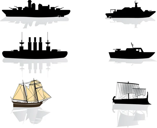 Ships silhouettes — Stock Vector