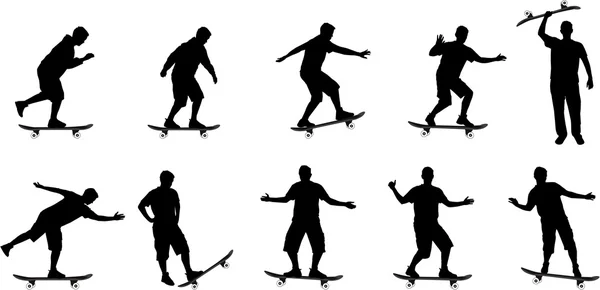 Skateboard-Silhouetten — Stockvektor