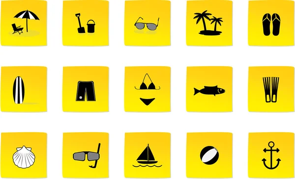 Iconos de verano y playa — Archivo Imágenes Vectoriales