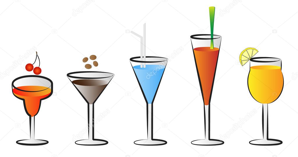 Cocktail glasses illustrations