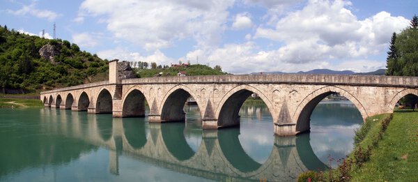 Old otoman bridge over river Drina